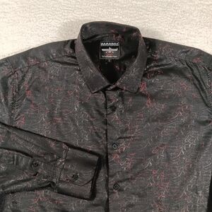 Barabas Shirt Mens Large Black Long Sleeve Button Up Dress Abstract Luxury